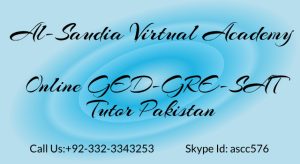 Online GED-GRE-SAT Tutor Pakistan